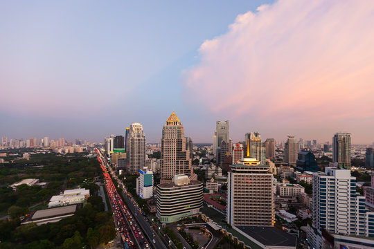 Bangkok sky line before sunset, Bangkok, Thailand.