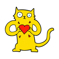 cartoon cat with love heart