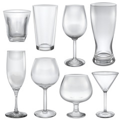 Transparent empty glasses and stemware
