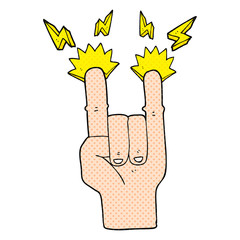 cartoon hand making rock symbol