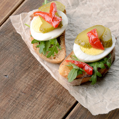 Open egg sandwiches
