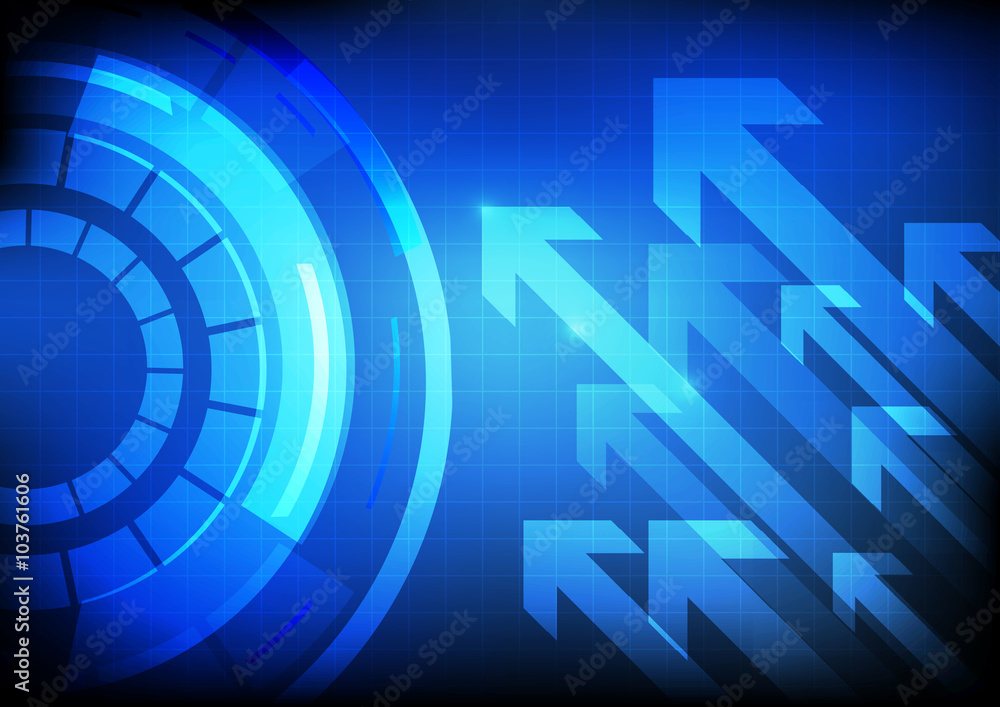 Poster vector : abstract arrows and circle on technology background
