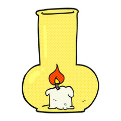 cartoon old glass lamp and candle