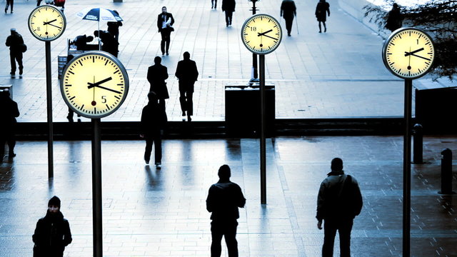 The Financial sector of a busy city, Canary Wharf, London, England