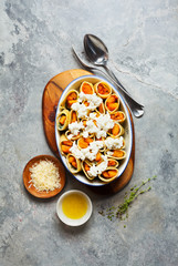 stuffed pasta with spinach, ricotta and caramelized pumpkin