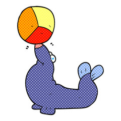 cartoon seal balancing ball