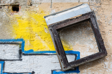 Wall of demolished old house
