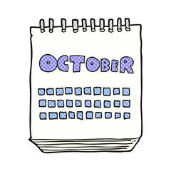 cartoon calendar showing month of october