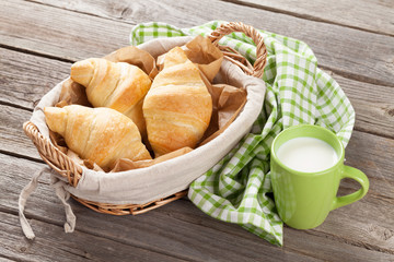 Fresh croissants and milk