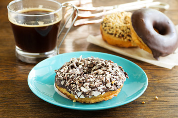 Donuts with chocolate glaze.