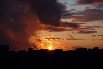 Ostankino television tower at sunrise time