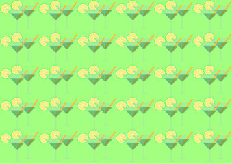 background glasses with martini / 	background of a martini glass with a slice of lime and drinking straw