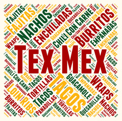 Tex Mex cuisine word cloud concept