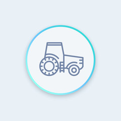 Tractor line icon, agrimotor, agricultural machinery round stylish icon, vector illustration