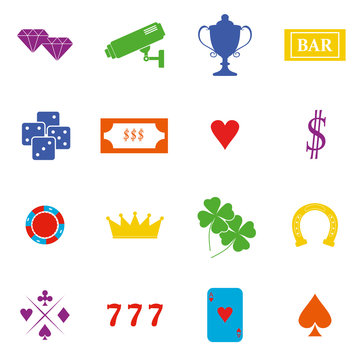 Casino  design elements vector icons. Casino games.Ace playing c