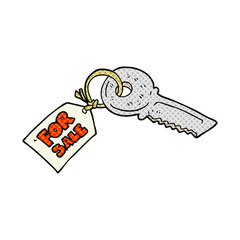 cartoon house key with for sale tag