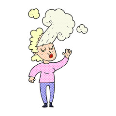 cartoon woman letting off steam