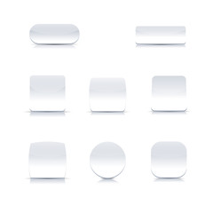Set of white buttons, vector illustration.