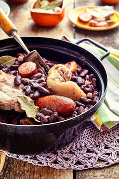 Traditional Brazilian Stew with Beans and Meats