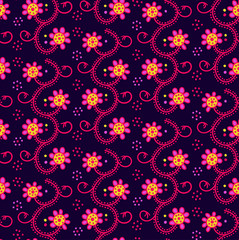 Seamless flower background. Hand Drawn vector pattern.