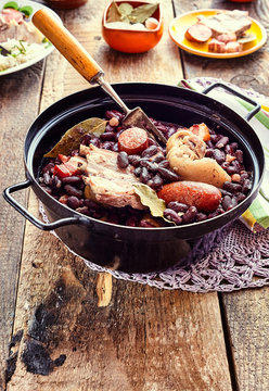 Traditional Brazilian Stew with Beans and Meats