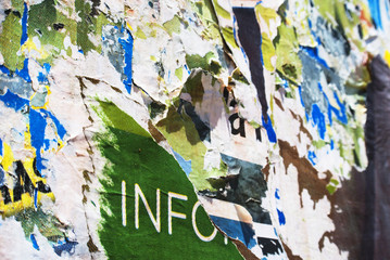 Background collage paper typography info word on wall