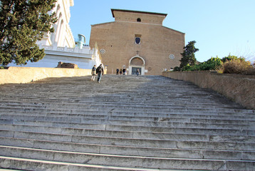 ROME, ITALY - DECEMBER 21, 2012: Stairs to Church of Santa Maria in Aracoeli in Rome, Italy