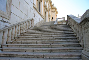 ROME, ITALY - DECEMBER 21, 2012: Stairs to Senate Palace (Rome City Hall) on Capitoline Hill, Rome, Italy