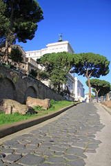 Fototapeta na wymiar ROME, ITALY - DECEMBER 21, 2012: Road to Monumento Nazionale a Vittorio Emanuele II in Rome, Italy