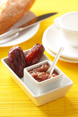 Banana jam on a breakfast table