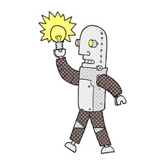 cartoon robot with light bulb