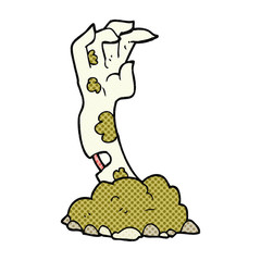 cartoon zombie hand rising from ground