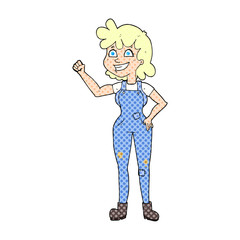 cartoon determined woman clenching fist
