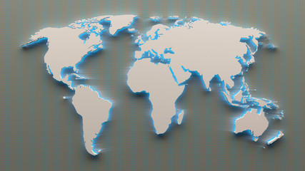 Obraz premium 3d World map with metal mesh titanium and blue led light
