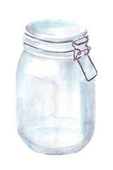 glass jar watercolor illustration