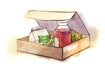 lunch box watercolor - 103771097