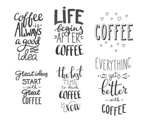 Obraz premium Quote coffee vector typography set