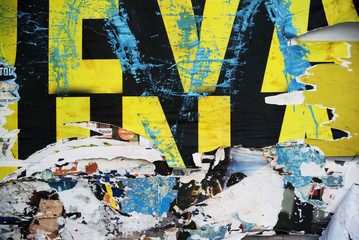 Fototapeta premium Random background collage paper typography texture on wall