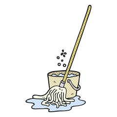 cartoon mop and bucket