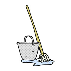 cartoon mop and bucket