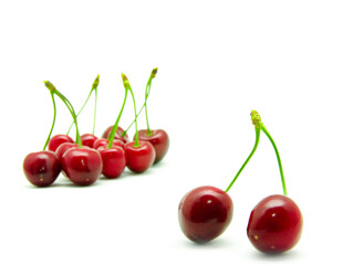 Sweet cherry isolated on white