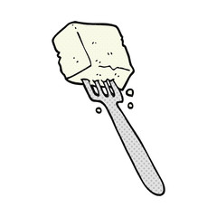 cartoon tofu on fork