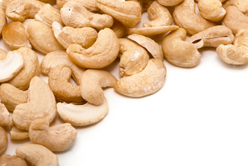 cashew nuts on white background