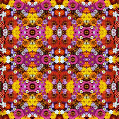 Background of flowers and berries, Seamless pattern.