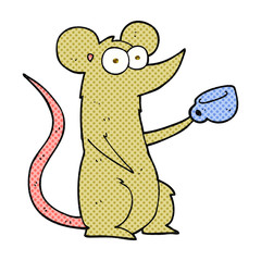 cartoon mouse with coffee cup