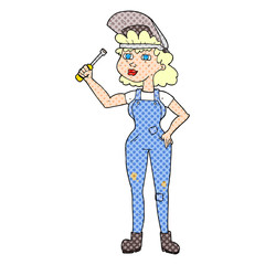 cartoon female mechanic