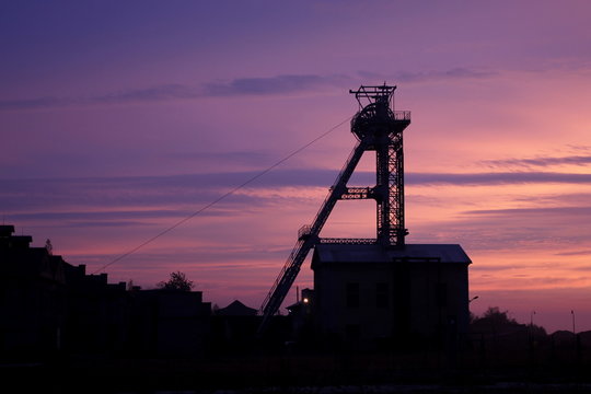 Headframe In Morning Dusk