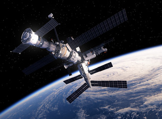 Plakat International Space Station Orbiting Earth
