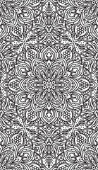 Seamless Abstract Tribal Black-White Pattern. Hand Drawn Ethnic