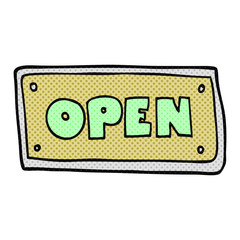 cartoon open sign